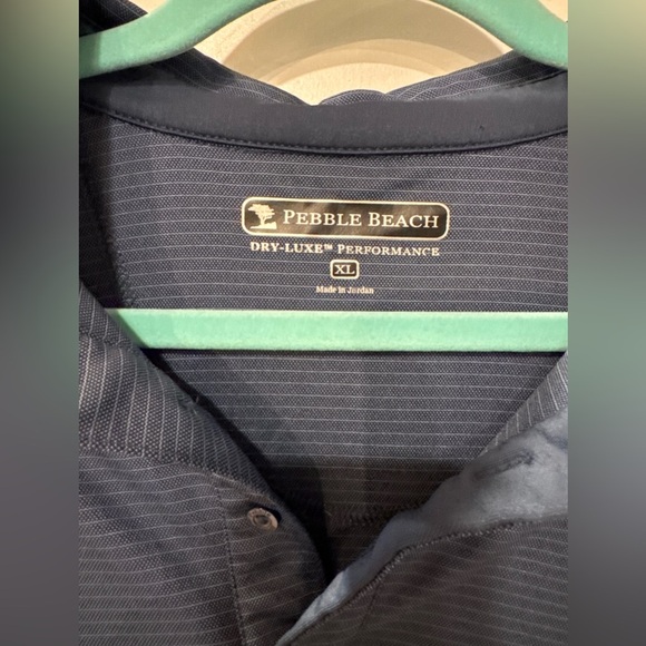 Pebble Beach Dry-Lux Performance Golf Blue  Stripe Men Sz XL A1.2 - Picture 2 of 3